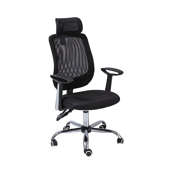 Scaun directorial SL Q118, Mesh, Ergonomic, Metal cromat, Inaltime ajustabila, Tetiera, Mecanism balansare, 100 Kg, Negru [4]