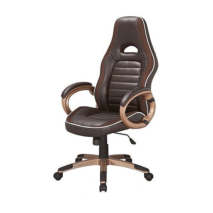 Scaun directorial SL Q150, Piele ecologica, Tetiera integrata, Inaltime ajustabila, 100 Kg, Maro [2]