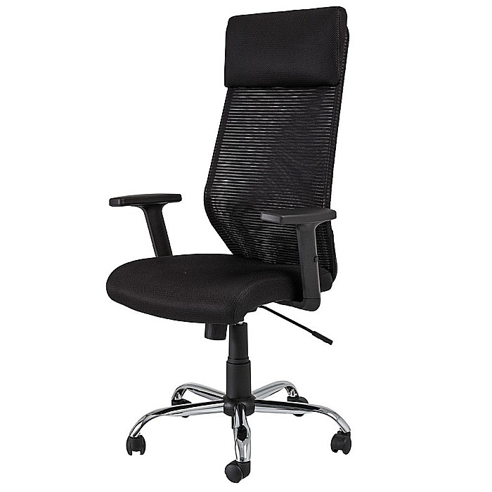 Scaun directorial SL Q211, cotiere reglabile, mesh, cadru cromat, suport lombar, mecanism de balans, negru [4]