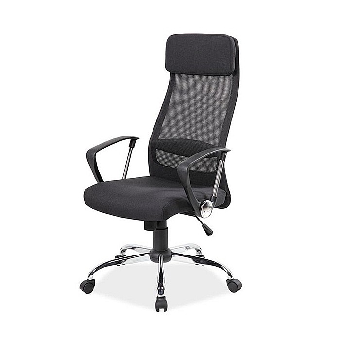 Scaun directorial SL Q345, brate polipropilena, suport lombar, tapiterie mesh si stofa, mecanism balans, cadru cromat, 100 kg, negru [2]