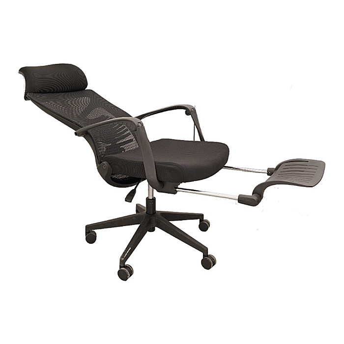 Scaun ergonomic cu suport picioare AB097, mesh, suport lombar, spatar rabatabil, 120 kg, negru [2]