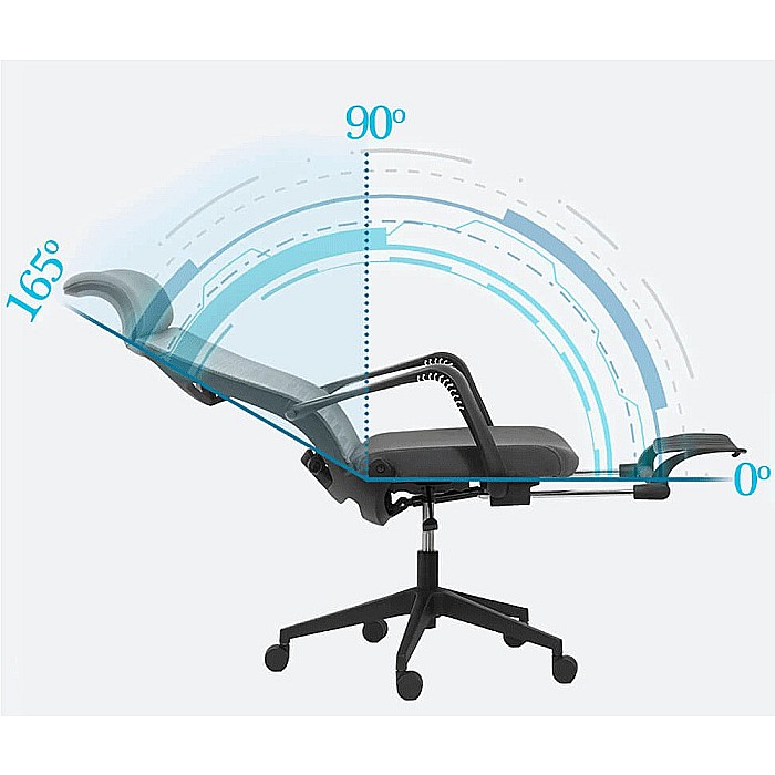 Scaun ergonomic cu suport picioare AB097, mesh, suport lombar, spatar rabatabil, 120 kg, negru [6]