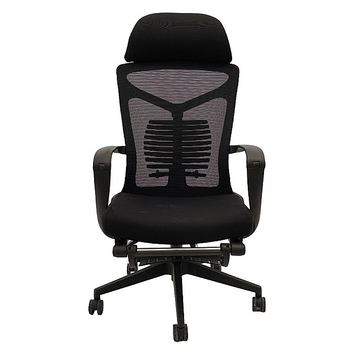Scaun ergonomic cu suport picioare AB097, mesh, suport lombar, spatar rabatabil, 120 kg, negru [5]