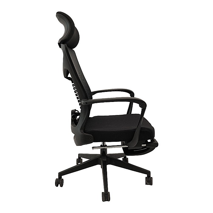 Scaun ergonomic cu suport picioare AB097, mesh, suport lombar, spatar rabatabil, 120 kg, negru [7]