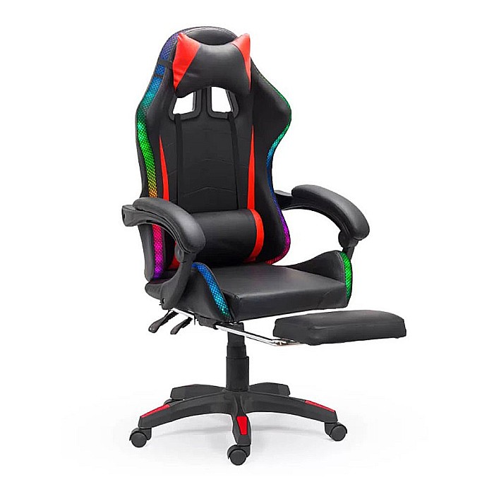 Scaun gaming cu iluminare LED RGB OFF 303, perne detasabile, suport picioare retractabil, polipropilena, 110 kg [1]