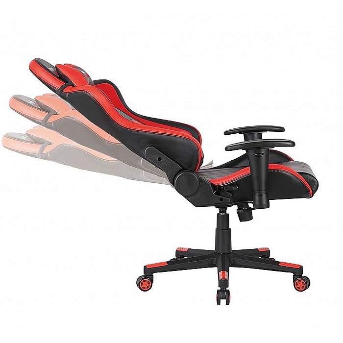 Scaun gaming GN90 Indianapolis, suport lombar, perna tetiera, cotiere reglabile, rotativ, mecanism multiblock, 150 kg, negru/rosu [3]