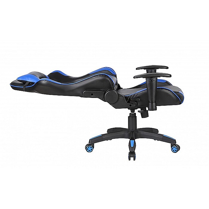 Scaun gaming GN90 Silverstone, suport lombar, perna tetiera, cotiere reglabile, rotativ, mecanism multiblock, 150 kg, negru/albastru [4]