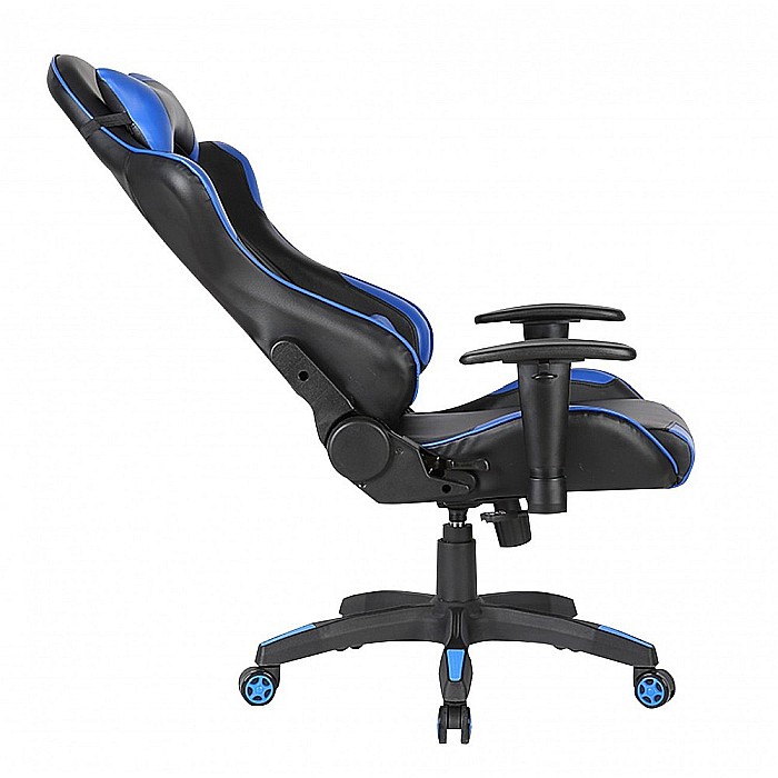 Scaun gaming GN90 Silverstone, suport lombar, perna tetiera, cotiere reglabile, rotativ, mecanism multiblock, 150 kg, negru/albastru [3]
