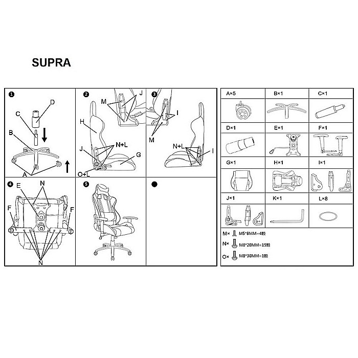 Scaun gaming SL Supra negru - rosu [4]