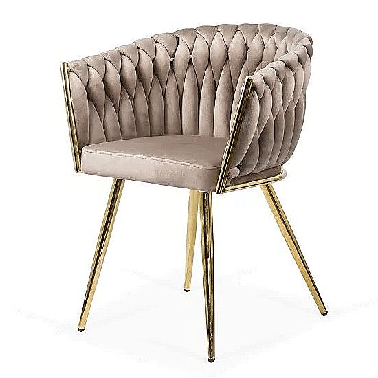 Scaun living BUC 261, catifea, structura metalica aurie, perne groase, 120 kg [2]