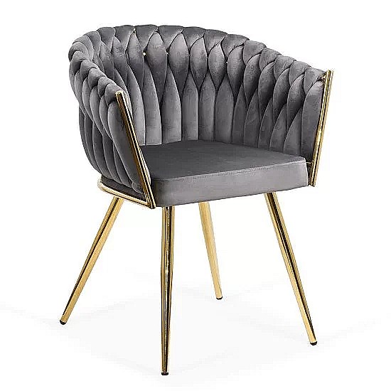 Scaun living BUC 261, catifea, structura metalica aurie, perne groase, 120 kg [2]