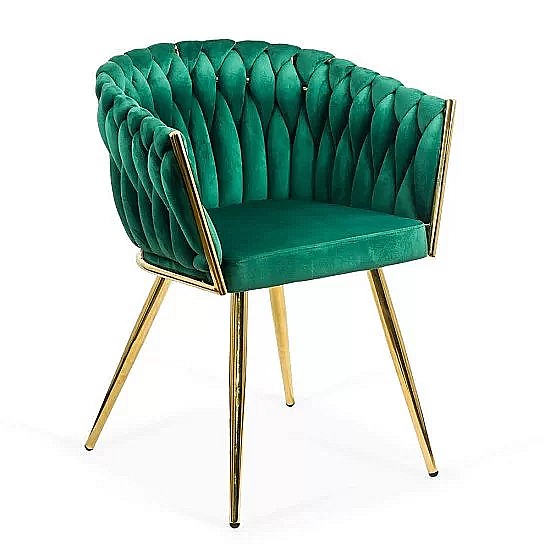 Scaun living BUC 261, catifea, structura metalica aurie, perne groase, 120 kg [2]