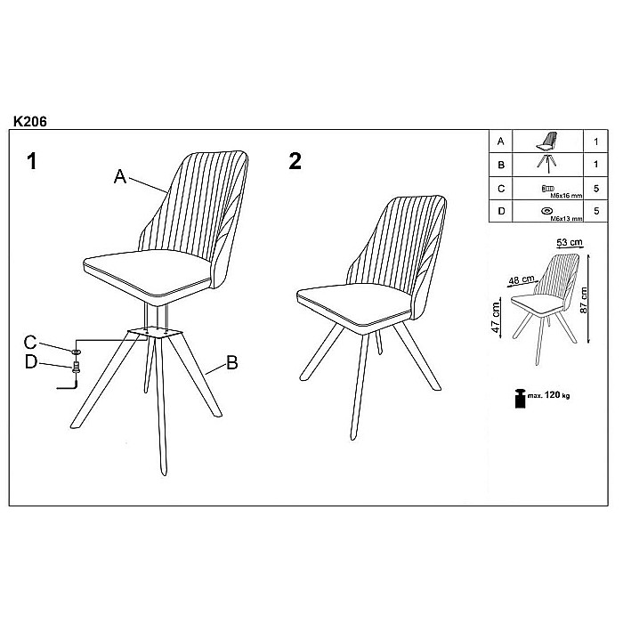 Scaun living HM K206 alb [4]