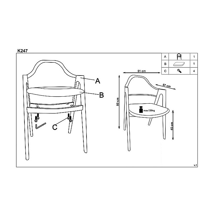 Scaun living HM K247 alb [2]