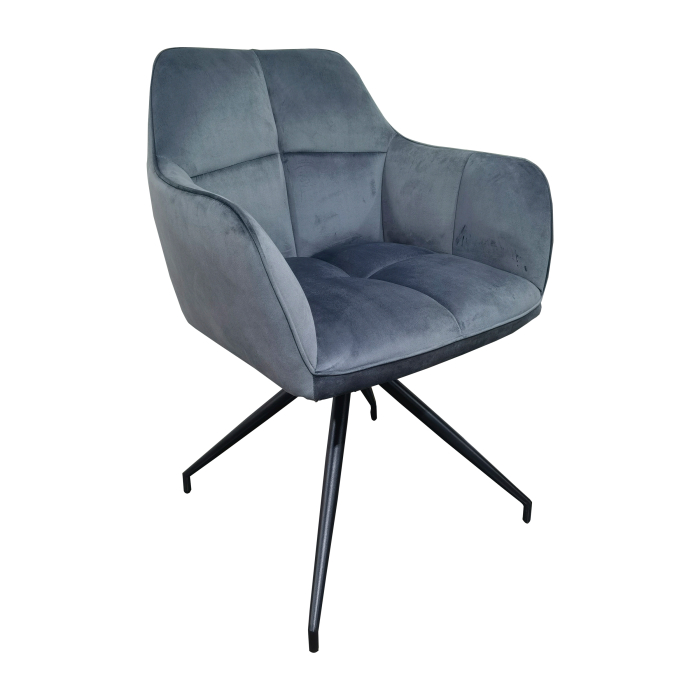 Scaun living rotativ FDC 80, baza metalica, tapiterie catifea, elegant, 100 kg, 91x47x63 cm, gri [5]