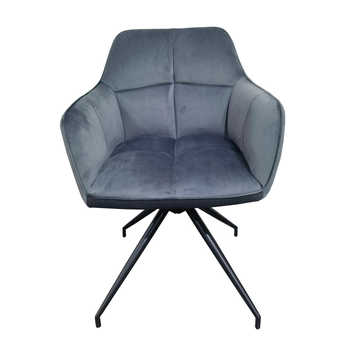 Scaun living rotativ FDC 80, baza metalica, tapiterie catifea, elegant, 100 kg, 91x47x63 cm, gri [4]