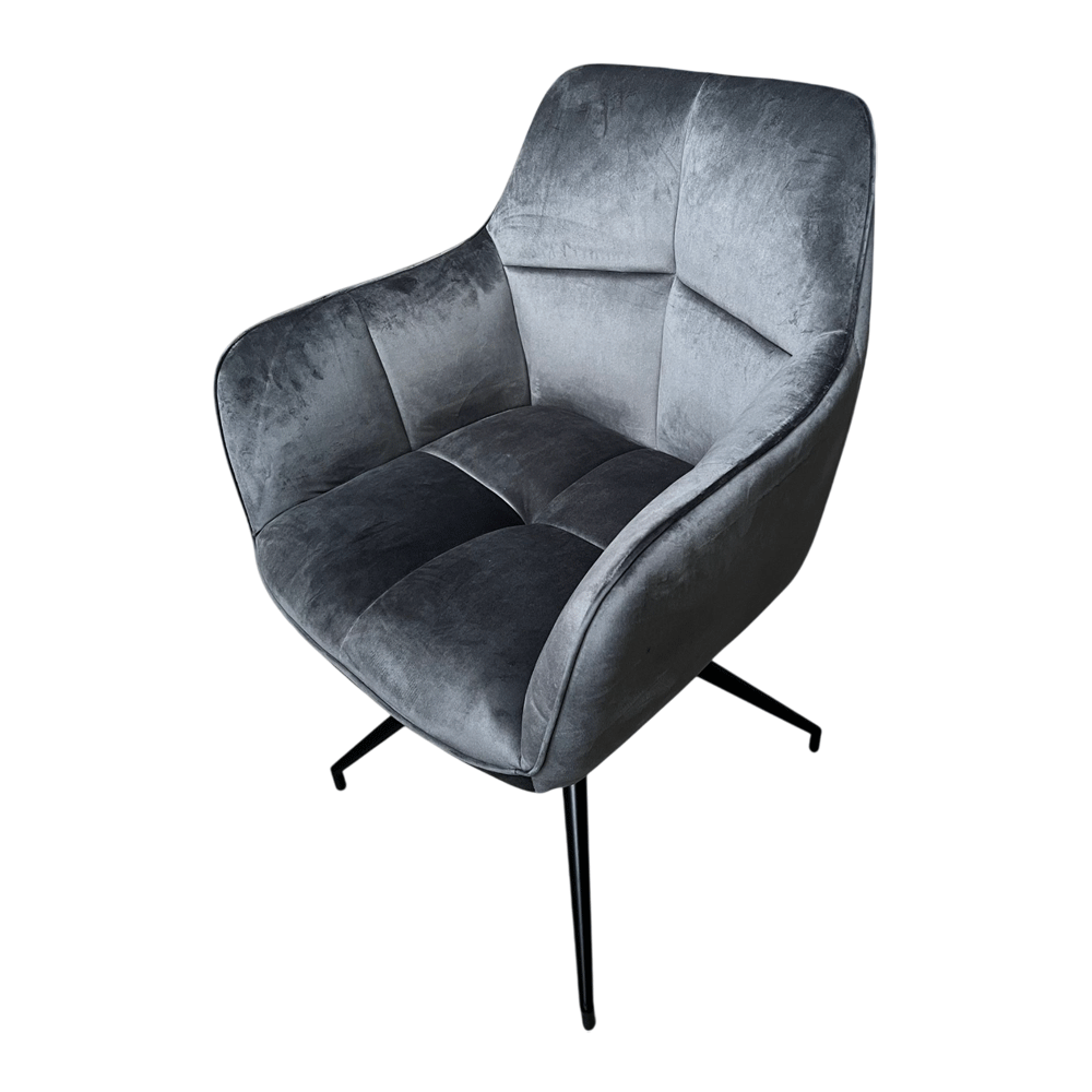 Scaun living rotativ FDC 80, baza metalica, tapiterie catifea, elegant, 100 kg, 91x47x63 cm, gri [5]