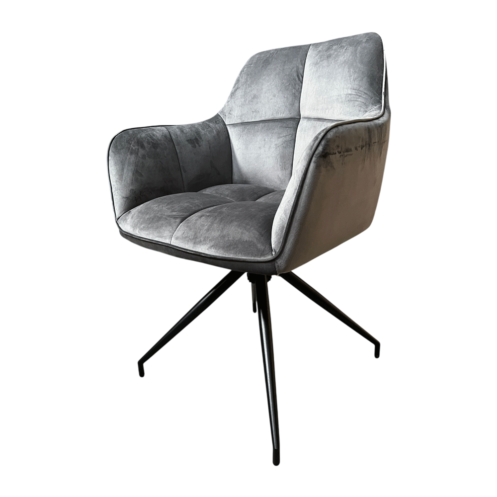 Scaun living rotativ FDC 80, baza metalica, tapiterie catifea, elegant, 100 kg, 91x47x63 cm, gri [8]