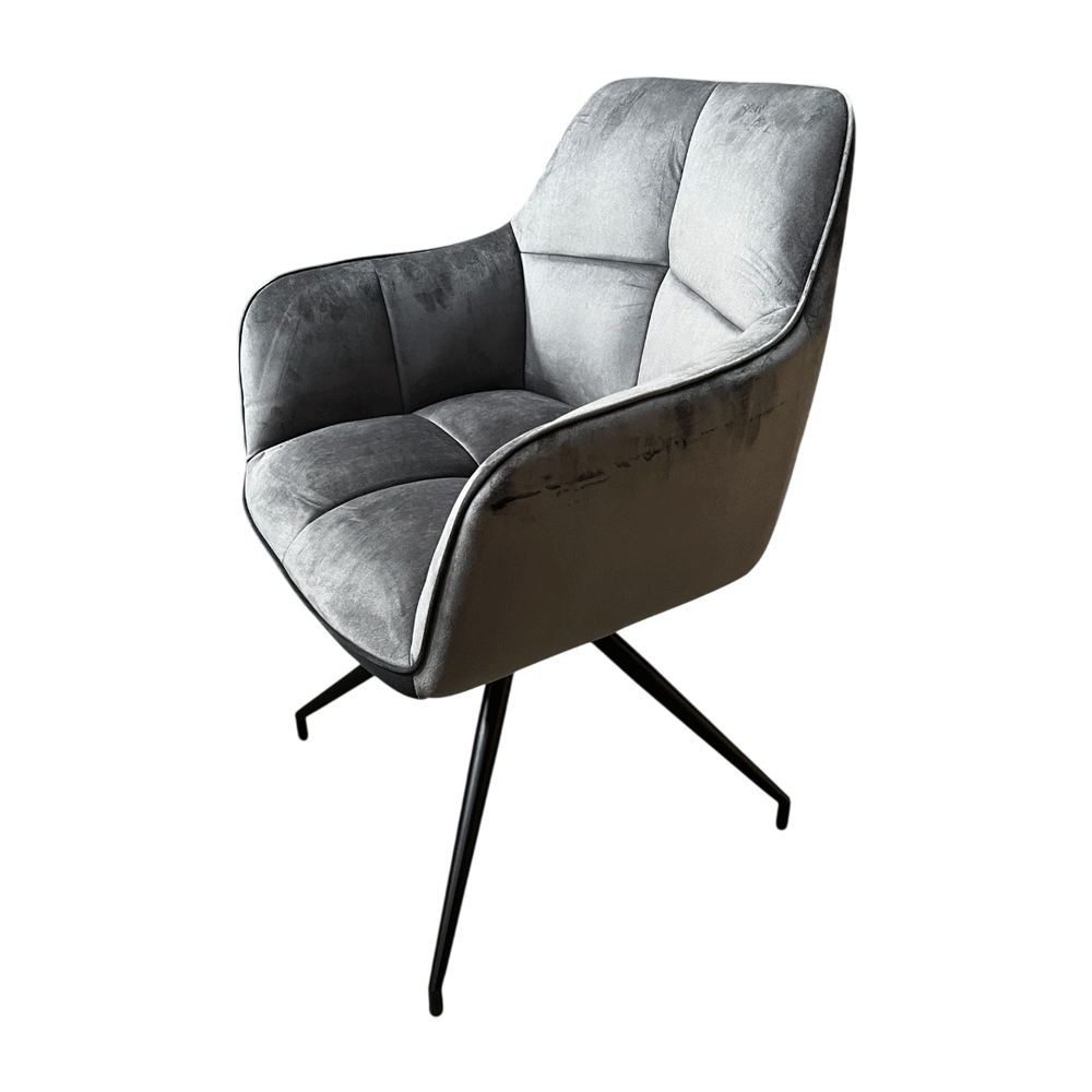 Scaun living rotativ FDC 80, baza metalica, tapiterie catifea, elegant, 100 kg, 91x47x63 cm, gri [9]