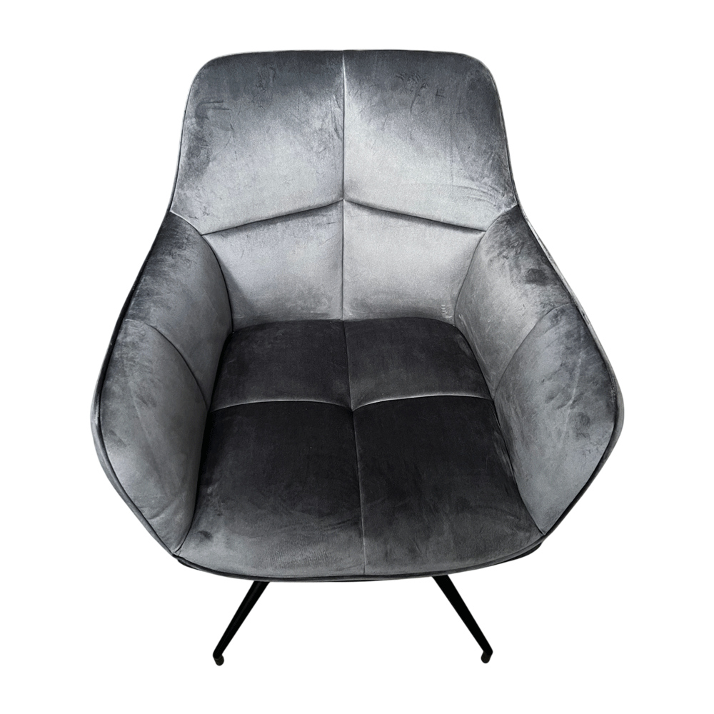 Scaun living rotativ FDC 80, baza metalica, tapiterie catifea, elegant, 100 kg, 91x47x63 cm, gri [10]