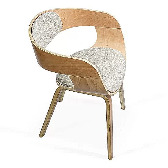 Scaun living si bucatarie BUC 014, ergonomic, cadru lemn curbat, stofa, 100 kg, bej [5]