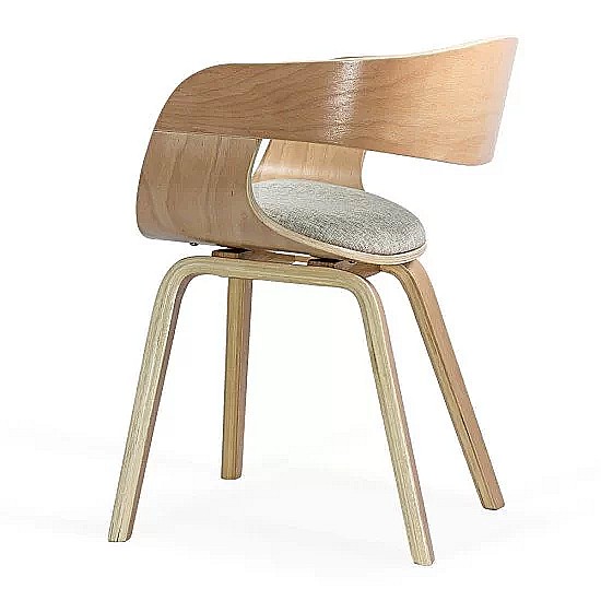 Scaun living si bucatarie BUC 014, ergonomic, cadru lemn curbat, stofa, 100 kg, bej [4]