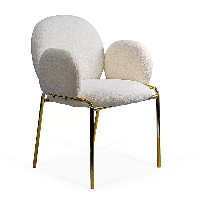 Scaun living si dining BUC282, stofa boucle, structura metalica aurie, elegant, 100 kg [1]