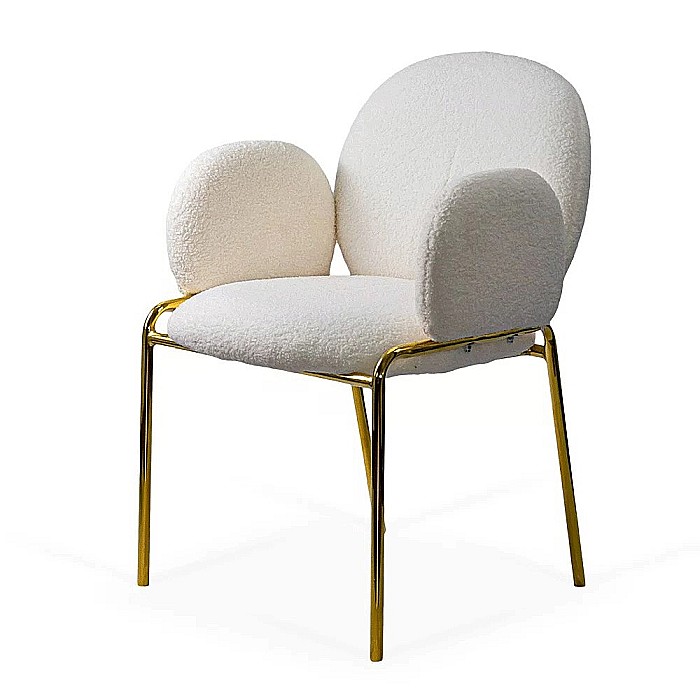 Scaun living si dining BUC282, stofa boucle, structura metalica aurie, elegant, 100 kg [3]