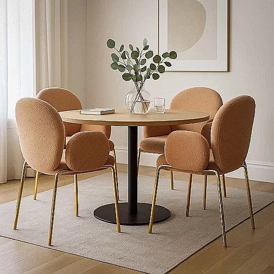 Scaun living si dining BUC282, stofa boucle, structura metalica aurie, elegant, 100 kg [4]
