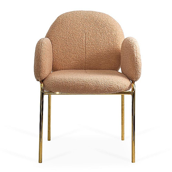 Scaun living si dining BUC282, stofa boucle, structura metalica aurie, elegant, 100 kg [2]