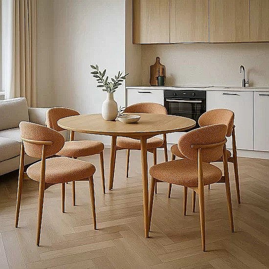 Scaun living si dining BUC283, tapitat stofa boucle, structura metalica, modern,100 kg [5]