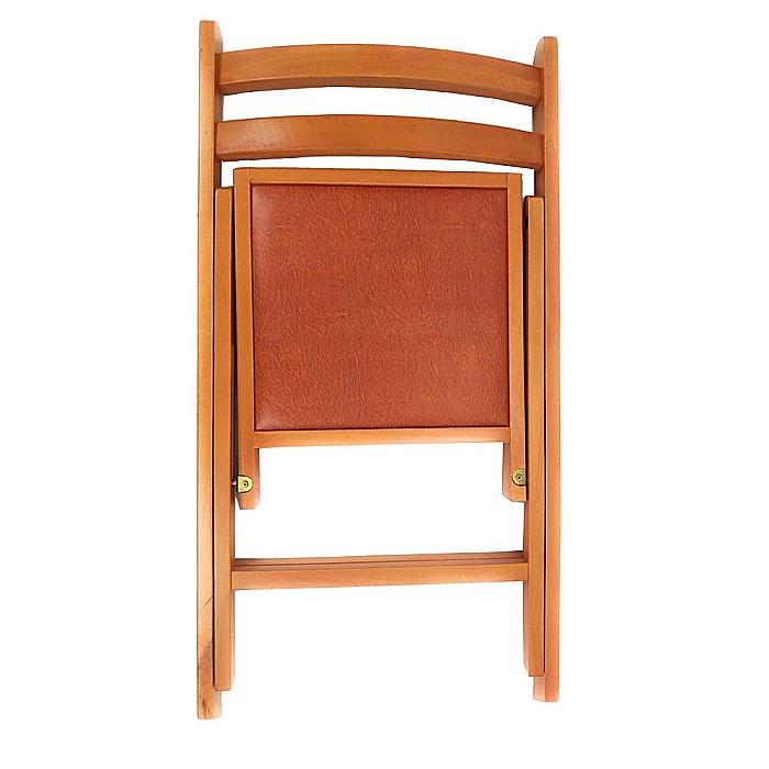 Scaun pliant lemn masiv, bucatarie si living, sezut tapitat cu piele ecologica, 100 kg, cires [7]