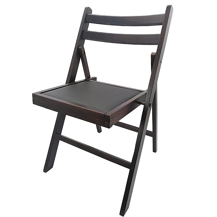 Scaun pliant lemn masiv, bucatarie si living, sezut tapitat cu piele ecologica, 100 kg, wenge [4]