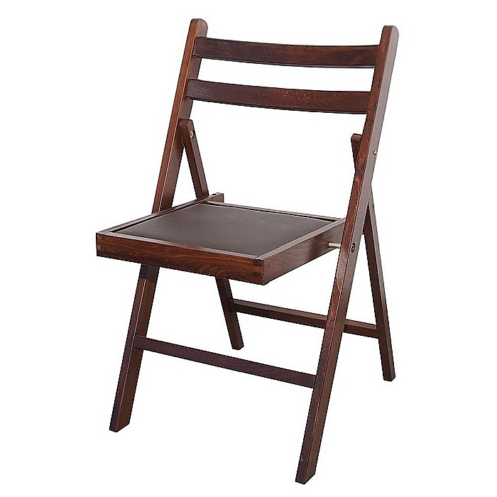 Scaun pliant lemn masiv, bucatarie si living, sezut tapitat cu piele ecologica, 100 kg, nuc [1]