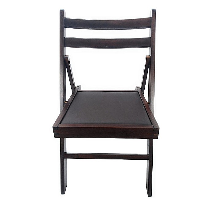 Scaun pliant lemn masiv, bucatarie si living, sezut tapitat cu piele ecologica, 100 kg, wenge [3]