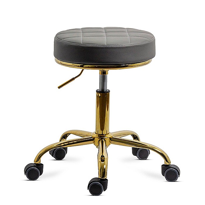 Scaun profesional OFF 1023, rotativ, baza metalica aurie, piele ecologica, inaltime ajustabila, roti gumate, 100 kg [1]