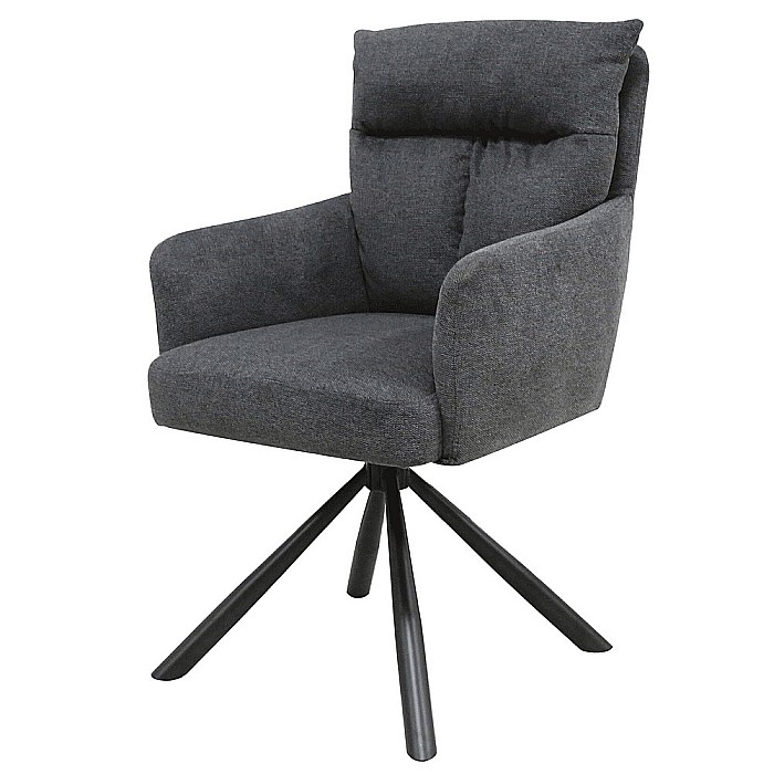Scaun rotativ living KL Skarlet, metalic, tapitat cu stofa,100 kg, 60x67x93 cm, gri inchis [2]