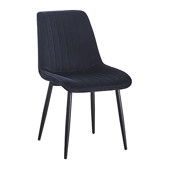 Scaun tapitat cu stofa tip catifea AB176, de living si bucatarie, cadru metalic, 88x47x42 cm, negru [5]