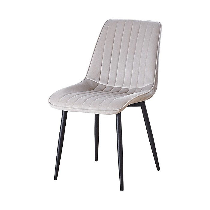 Scaun tapitat cu stofa tip catifea AB176, de living si bucatarie, cadru metalic, 88x47x42 cm, bej [1]