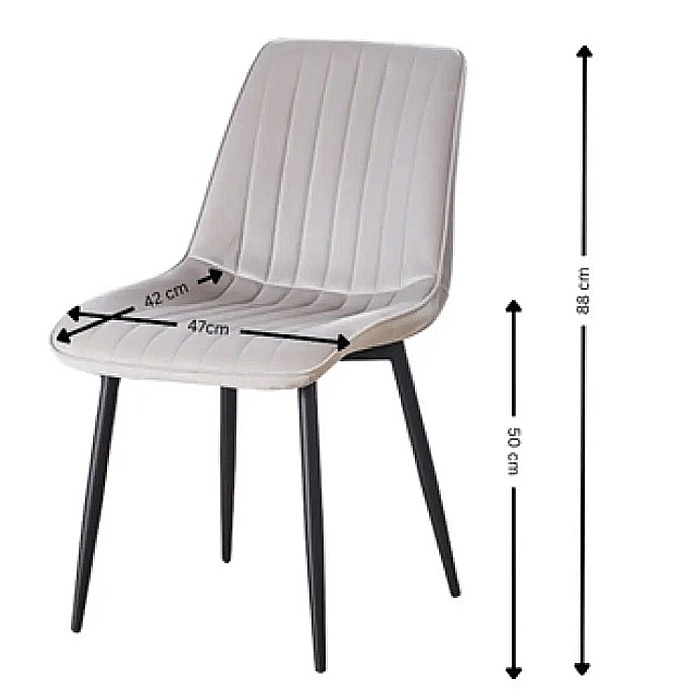 Scaun tapitat cu stofa tip catifea AB176, de living si bucatarie, cadru metalic, 88x47x42 cm, bej [4]