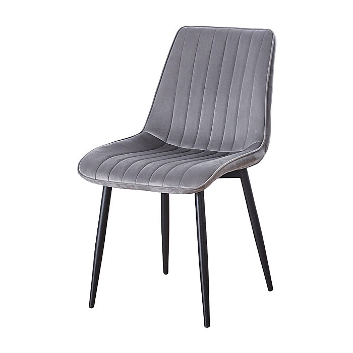 Scaun tapitat cu stofa tip catifea AB176, de living si bucatarie, cadru metalic, 88x47x42 cm, gri [1]