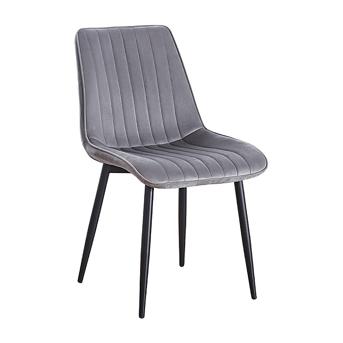 Scaun tapitat cu stofa tip catifea AB176, de living si bucatarie, cadru metalic, 88x47x42 cm, gri [4]