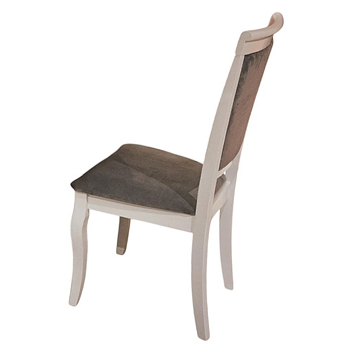 Scaun tapitat de living si bucatarie, AB Albert din lemn masiv, stofa,120 kg, 96x42x40 cm, alb/gri [5]
