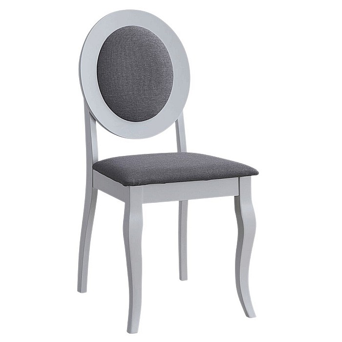 Scaun tapitat de living si bucatarie, KL Benson din lemn masiv, stofa,120 kg, 44.5x50.5x92 cm, alb/gri [2]