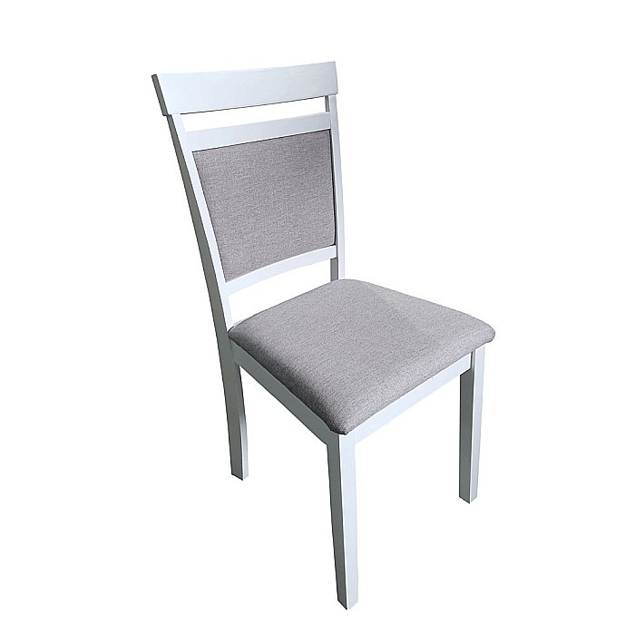 Scaun tapitat de living si bucatarie, KL Oman din lemn masiv, stofa,120 kg, 44x50x90 cm, alb/gri [1]