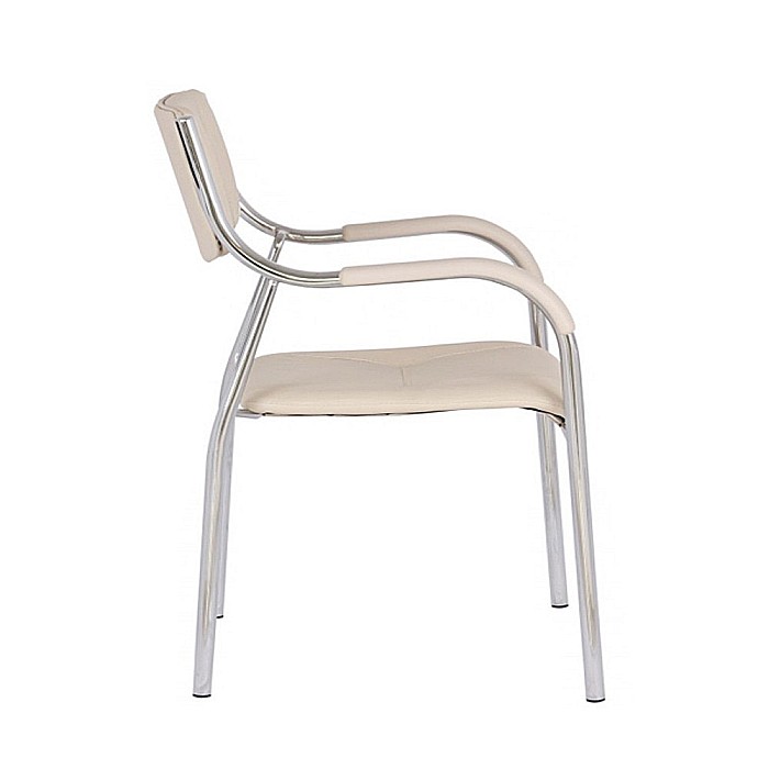 Scaun vizitator GN cu manere, cadru cromat, piele ecologica, 150 kg, bej [4]