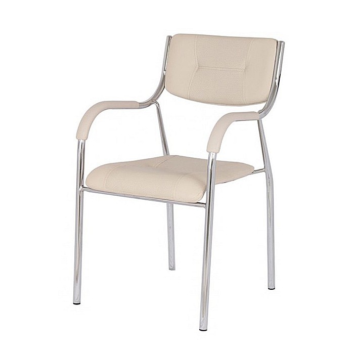 Scaun vizitator GN cu manere, cadru cromat, piele ecologica, 150 kg, bej [2]