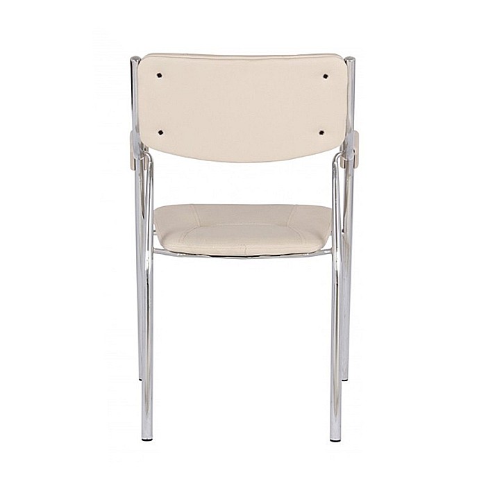 Scaun vizitator GN cu manere, cadru cromat, piele ecologica, 150 kg, bej [5]