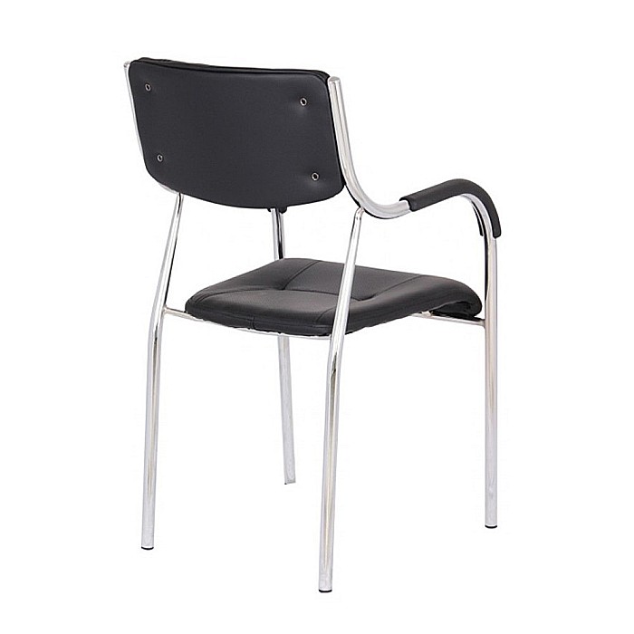 Scaun vizitator GN cu manere, cadru cromat, piele ecologica, 150 kg, negru [5]