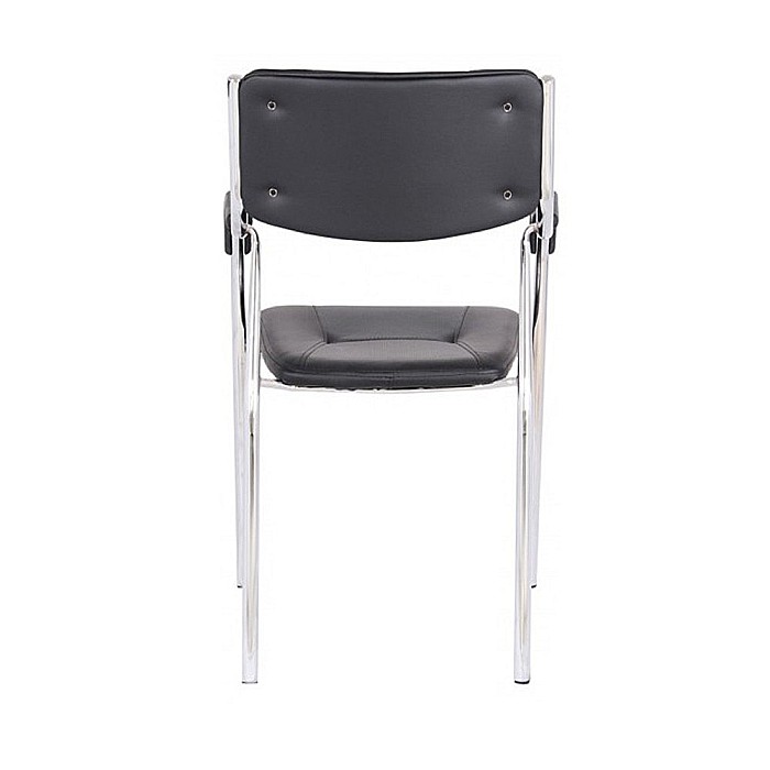 Scaun vizitator GN cu manere, cadru cromat, piele ecologica, 150 kg, negru [4]